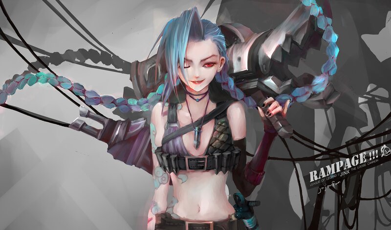 Female Character with Blue Hair — Dramatic, Digital Art, Mechanical Arm