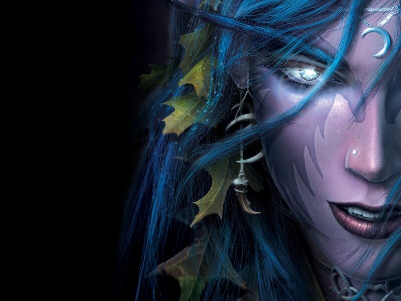 Female Character with Blue Hair — Dramatic, Night