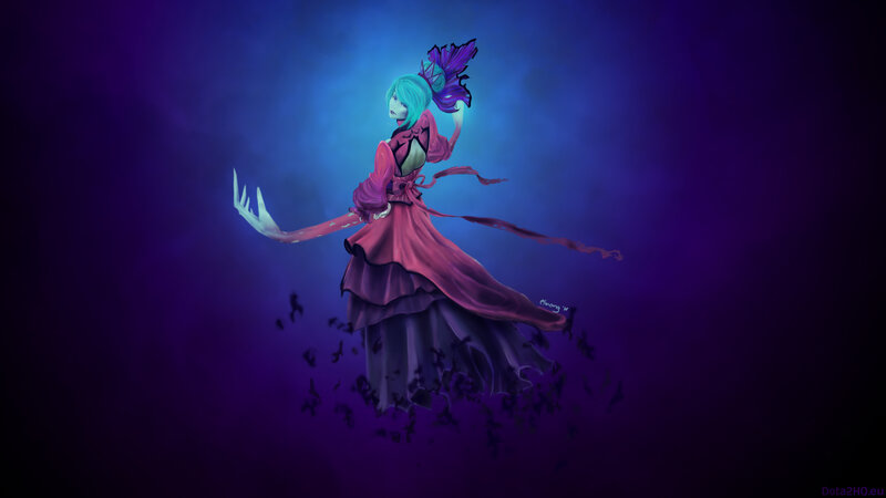 Female Character with Blue Hair — Purple, Dramatic, Night
