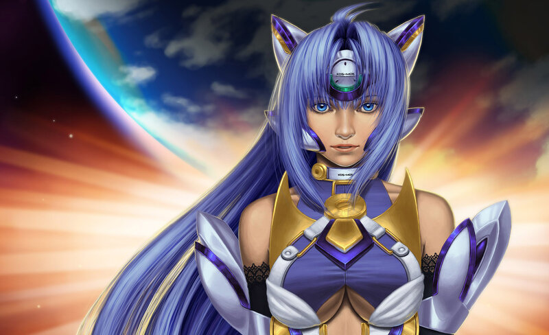 Female Character with Blue Hair — Purple, Dramatic