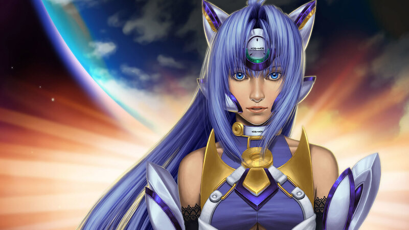 Female Character with Blue Hair — Purple