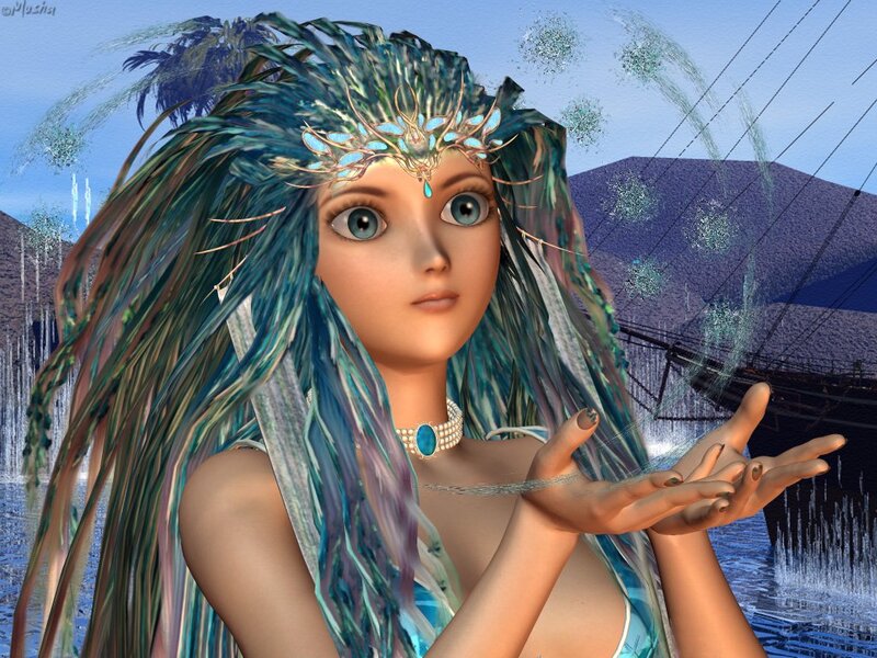 Female Character with Blue Hair — Serene