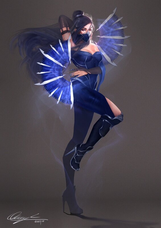 Female Character with Blue Wings — Dramatic, Digital Art
