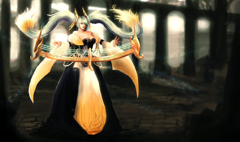 Female Character with Bow — Black, Dramatic