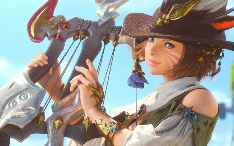 Female Character with Bow — Blue, Calm