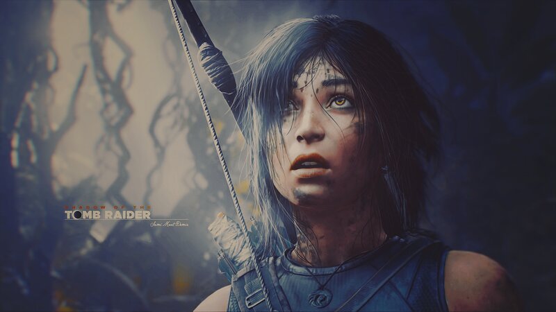 Female Character with Bow — Blue, Dramatic, Digital Art