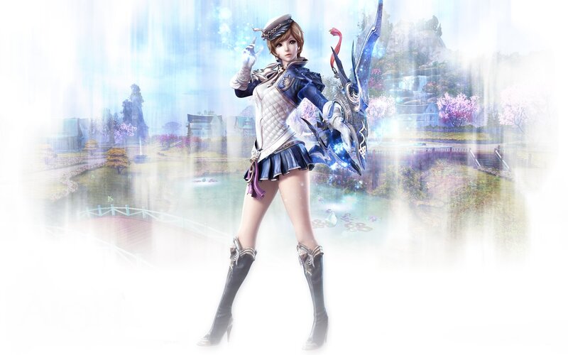 Female Character with Bow — Blue, Serene