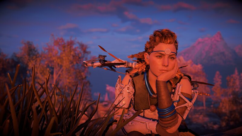 Female Character with Bow — Purple, Contemplative