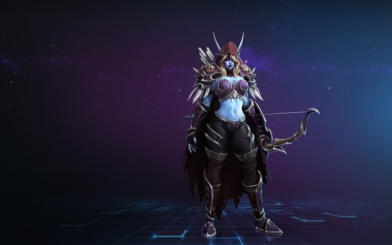 Female Character with Bow — Purple, Dramatic, Night