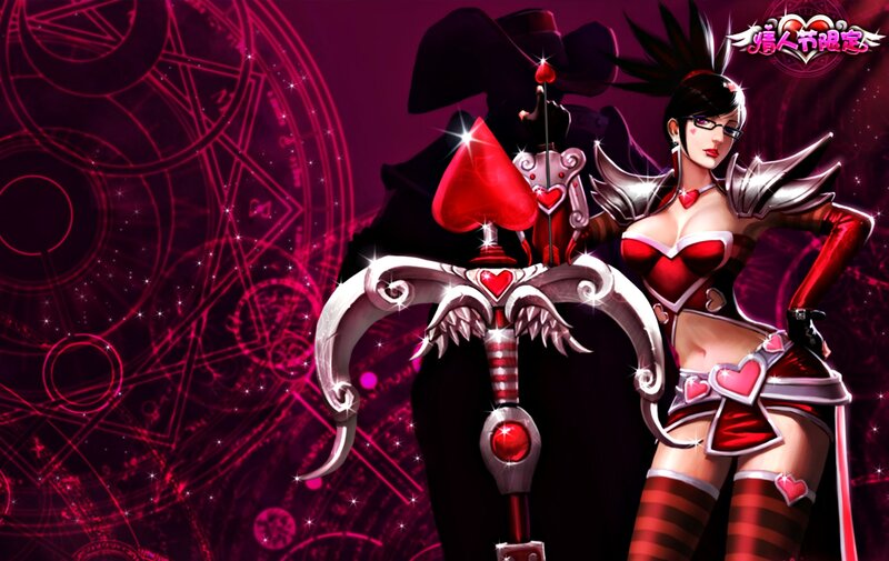 Female Character with Bow — Red, Dramatic, Digital Art