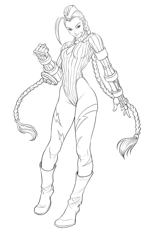 Female Character with Braids — Black