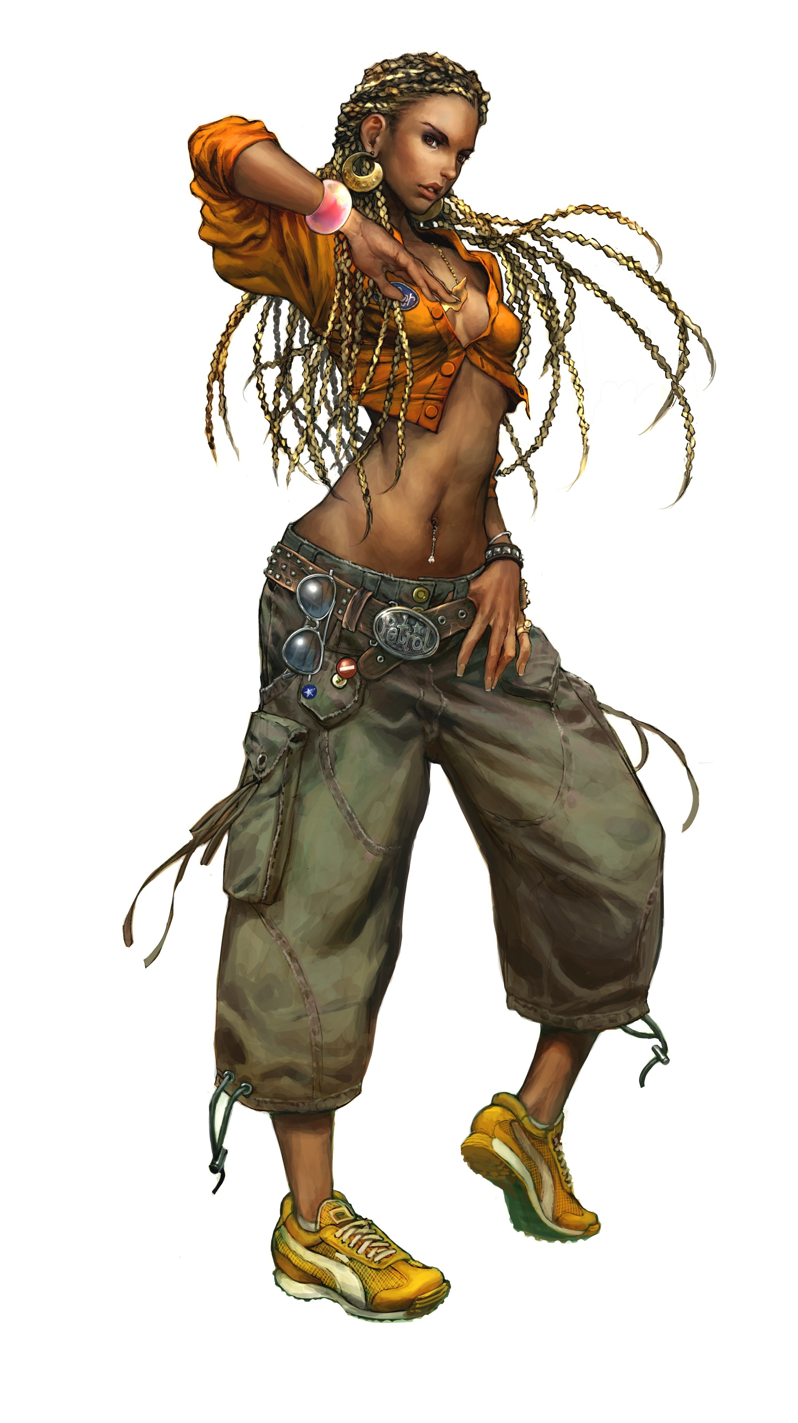 female character with braids