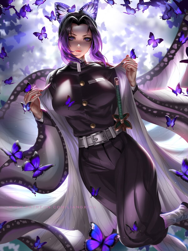 Female Character with Butterflies — Purple, Dramatic