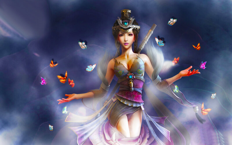 Female Character with Butterflies — Purple