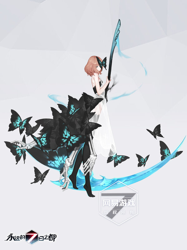 Female Character with Butterflies — White