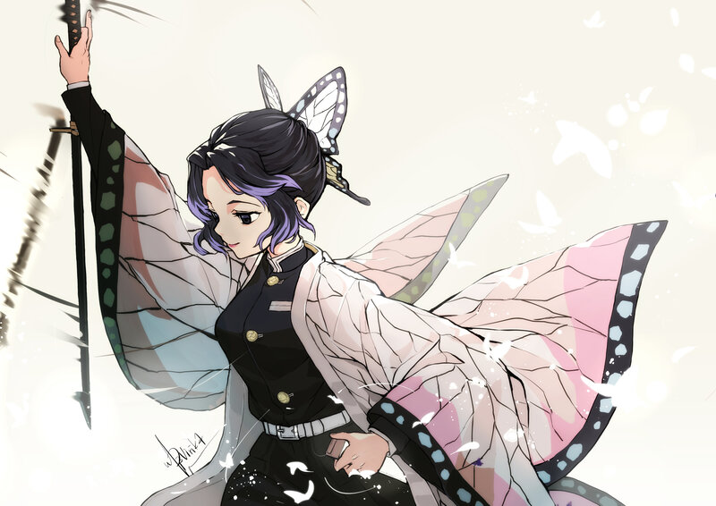 Female Character with Butterfly Wings — Black, Dramatic