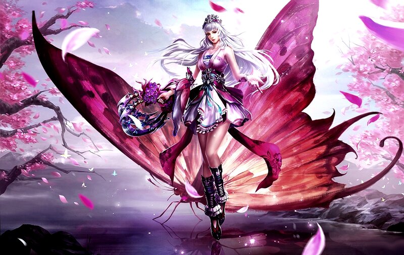Female Character with Butterfly Wings — Pink, Serene, Spring