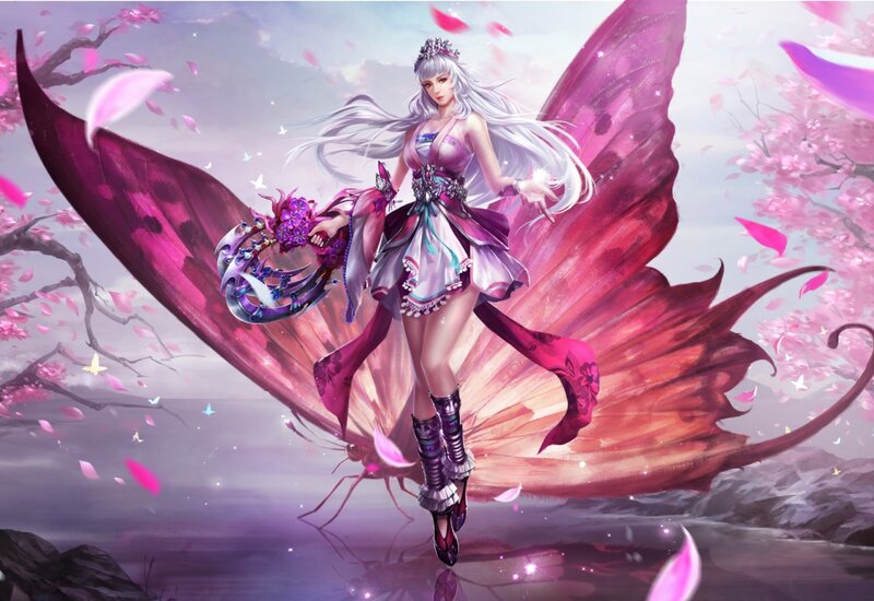 Female Character with Butterfly Wings — Pink