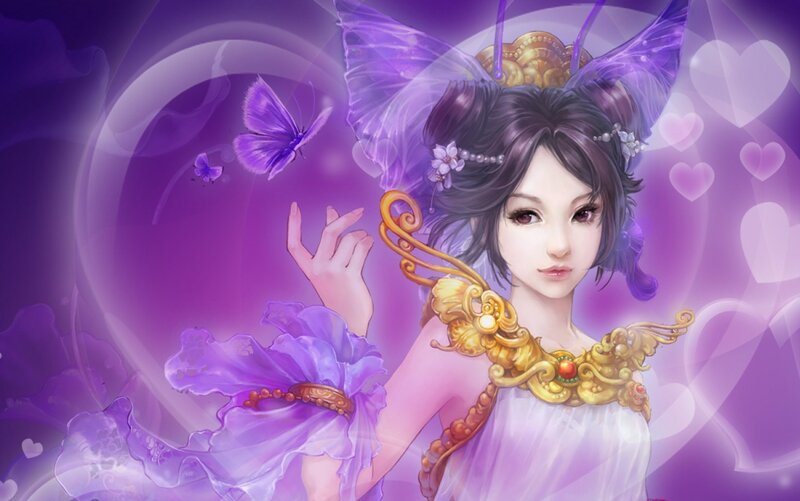 Female Character with Butterfly Wings — Purple