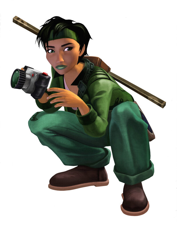 female character with camera