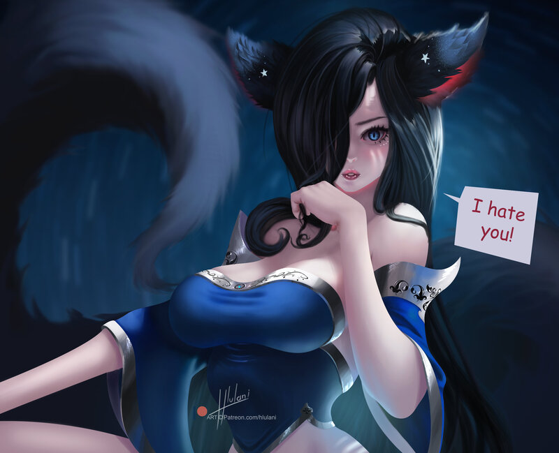 Female Character with Cat Ears — Blue, Dramatic, Night