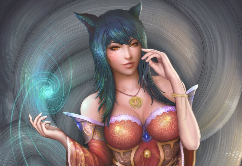 Female Character with Cat Ears — Blue