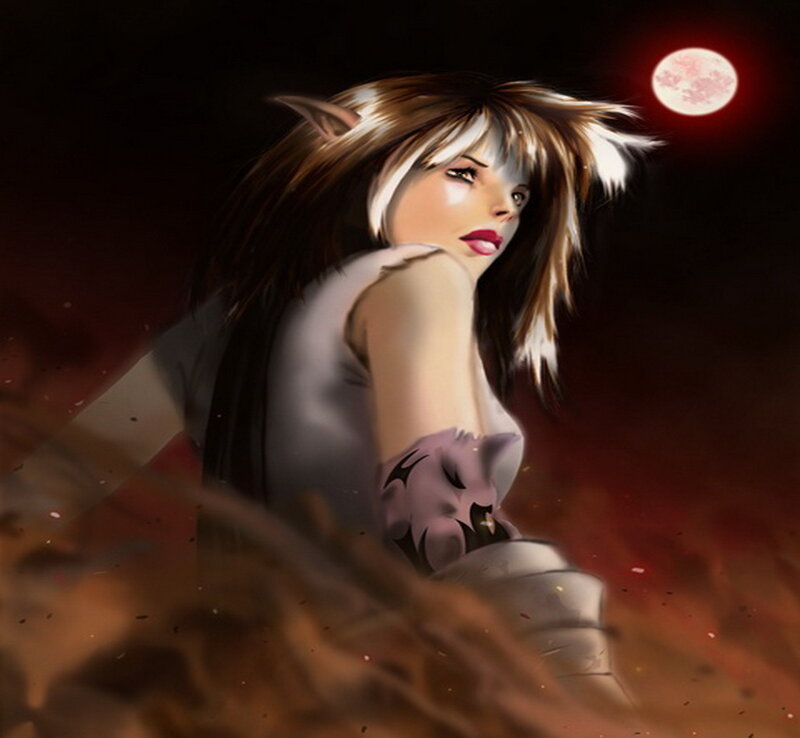 Female Character with Cat Ears — Brown