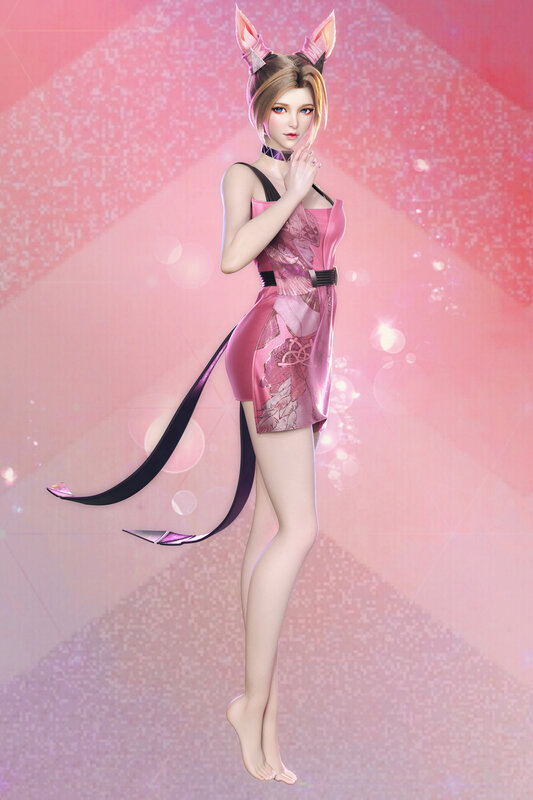 Female Character with Cat Ears — Pink