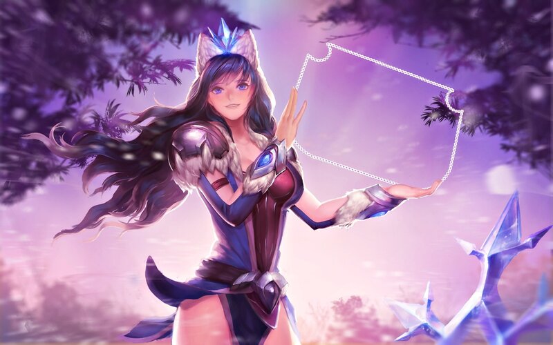 Female Character with Cat Ears — Purple, Dramatic, Night