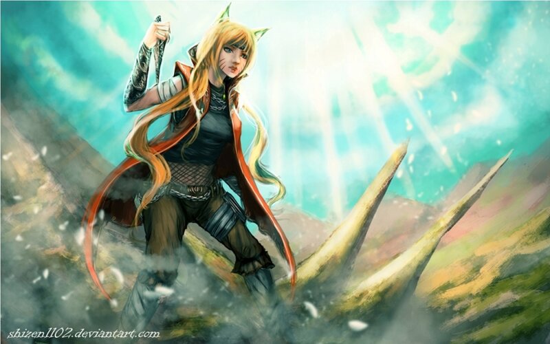 Female Character with Cat Ears — Teal