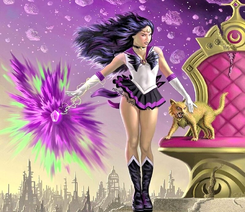 Female Character with Cat — Purple
