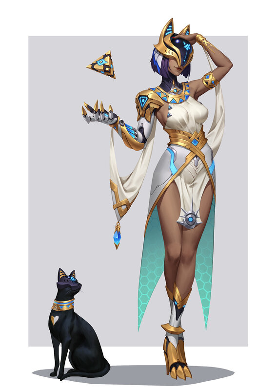Female Character with Cat — White