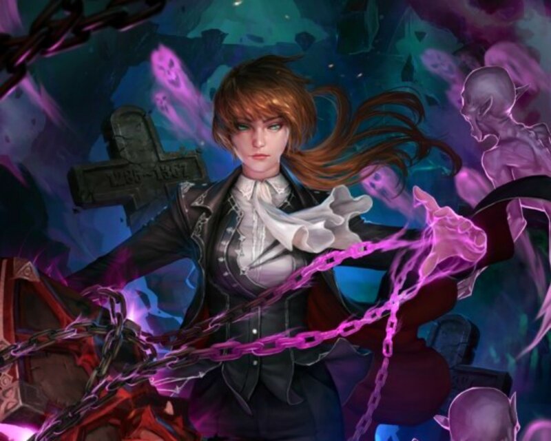 Female Character with Chains — Purple