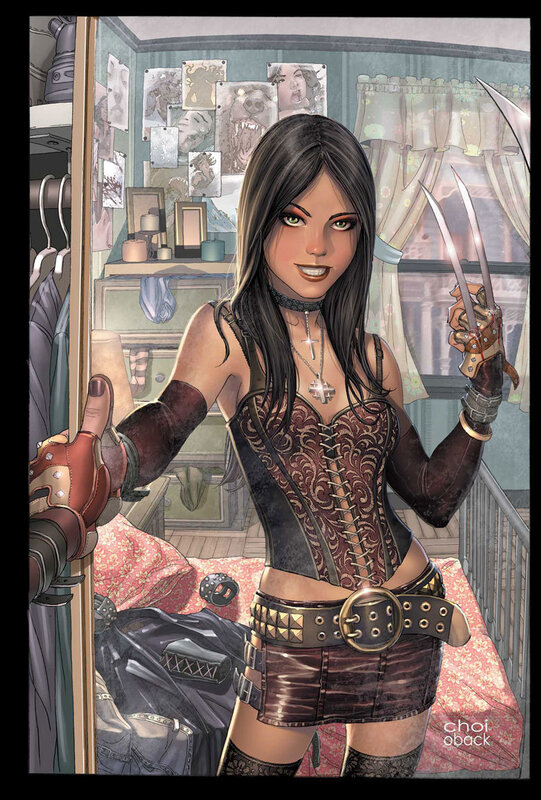 female character with claws