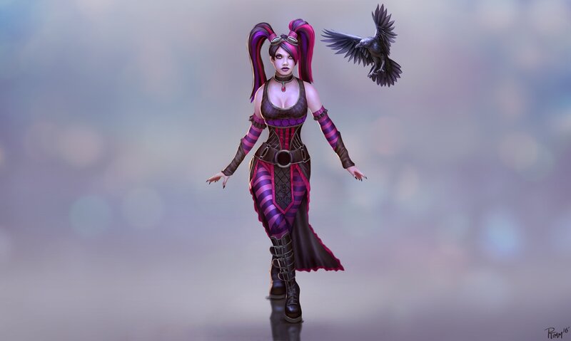 Female Character with Crow — Purple