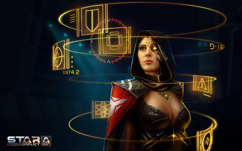 Female Character with Cybernetic Eye — Black