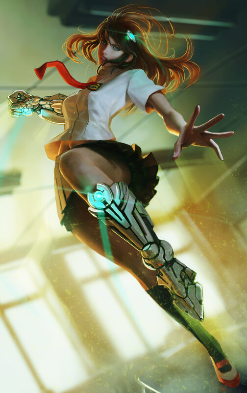 Female Character with Cybernetic Limbs