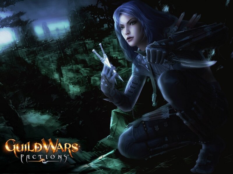 Female Character with Daggers — Blue, Dramatic, Night