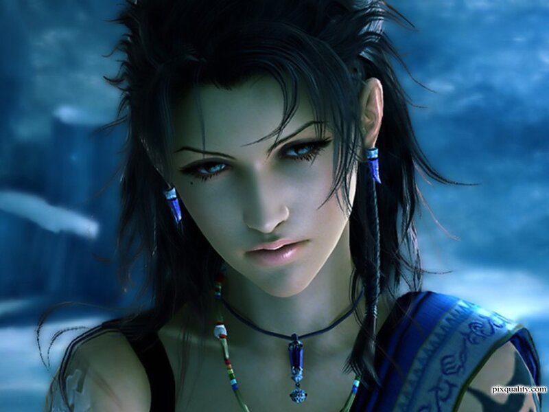 Female Character with Dark Hair — Blue, Dramatic, 3d Render
