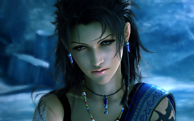 Female Character with Dark Hair — Blue, Dramatic