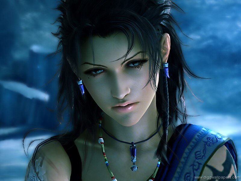 Female Character with Dark Hair — Blue
