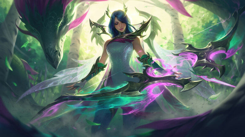 Female Character with Dragon — Green