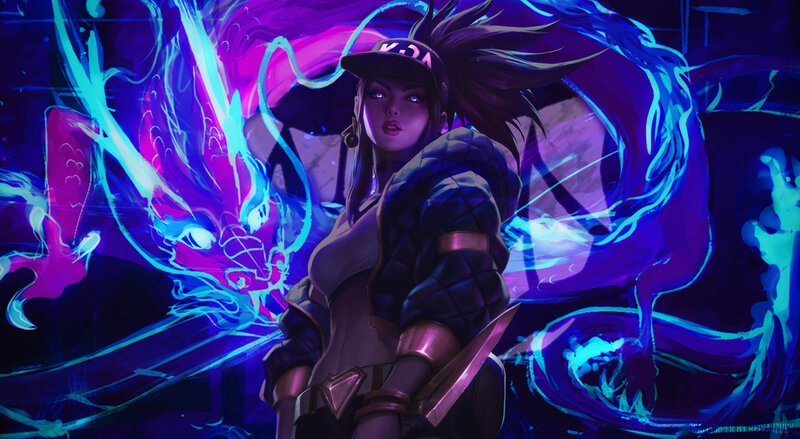 Female Character with Dragon — Purple, Dramatic, Night