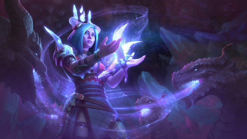 Female Character with Dragons — Purple