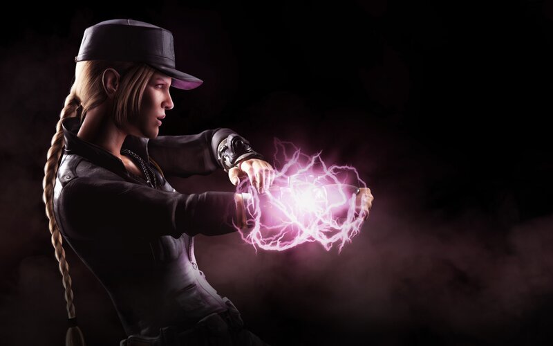 female character with electric energy