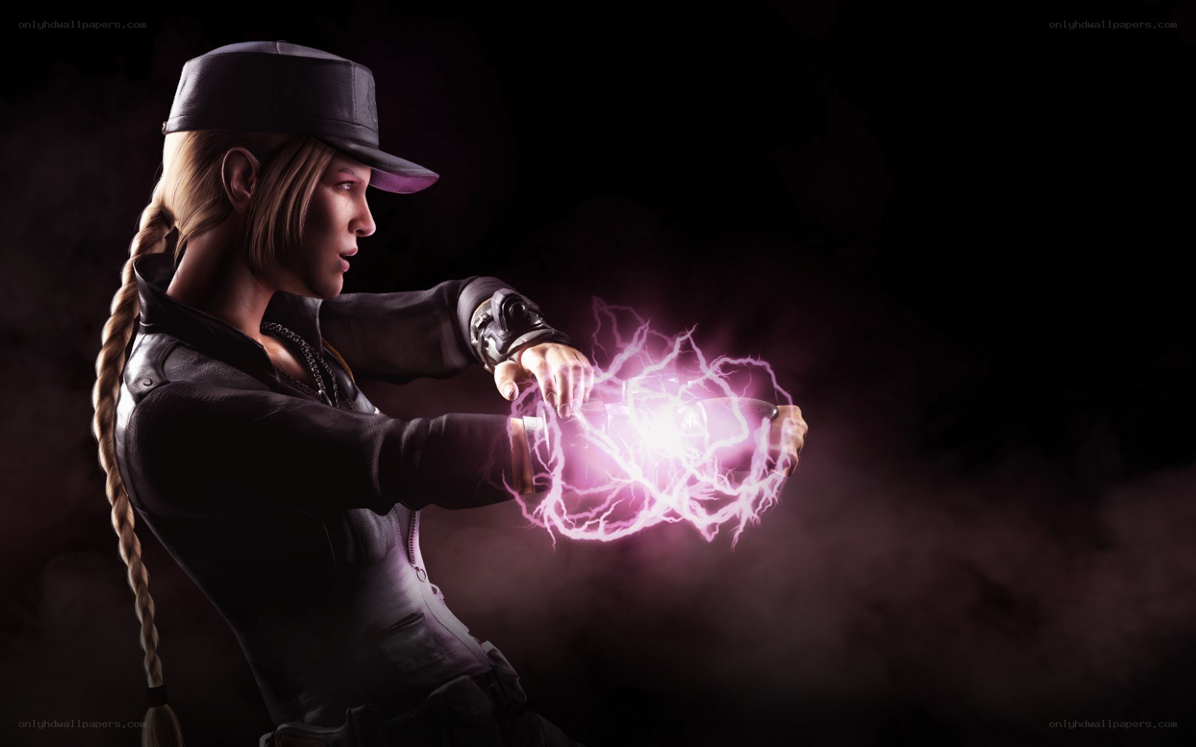 female character with electric energy
