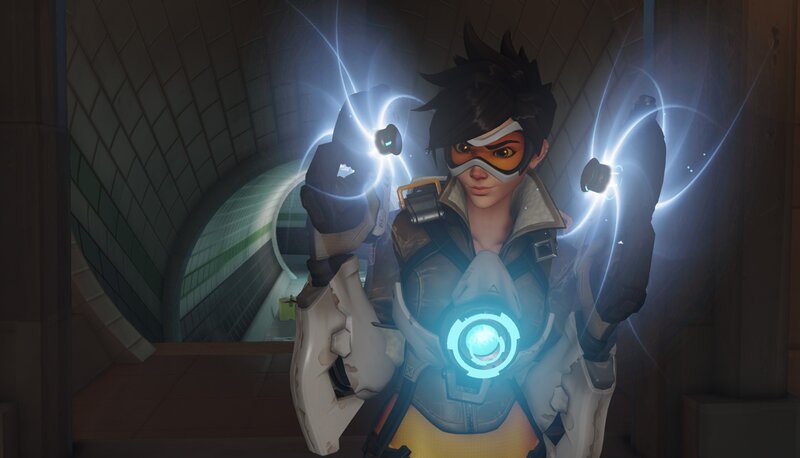 Female Character with Energy — Blue