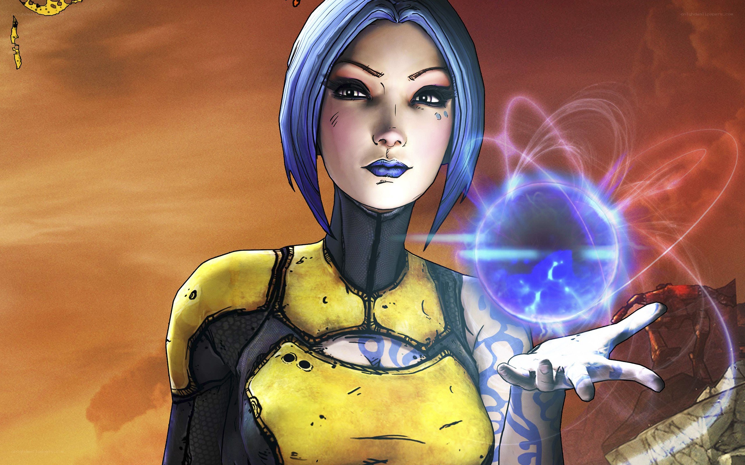 female character with energy sphere