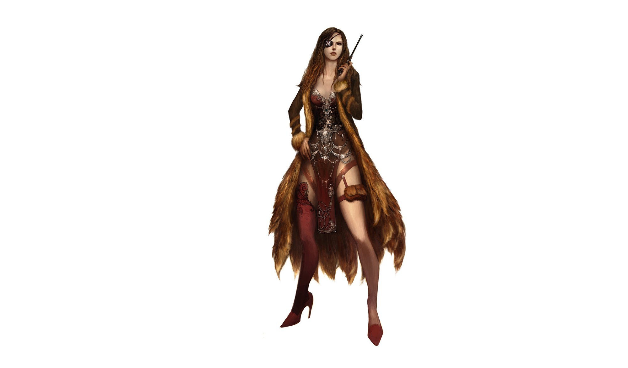 female character with eyepatch and gun