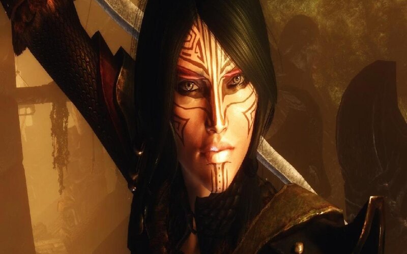 Female Character with Face Paint — Brown